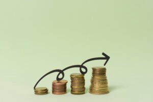 piles coin money with arrow piles coin money with arrow